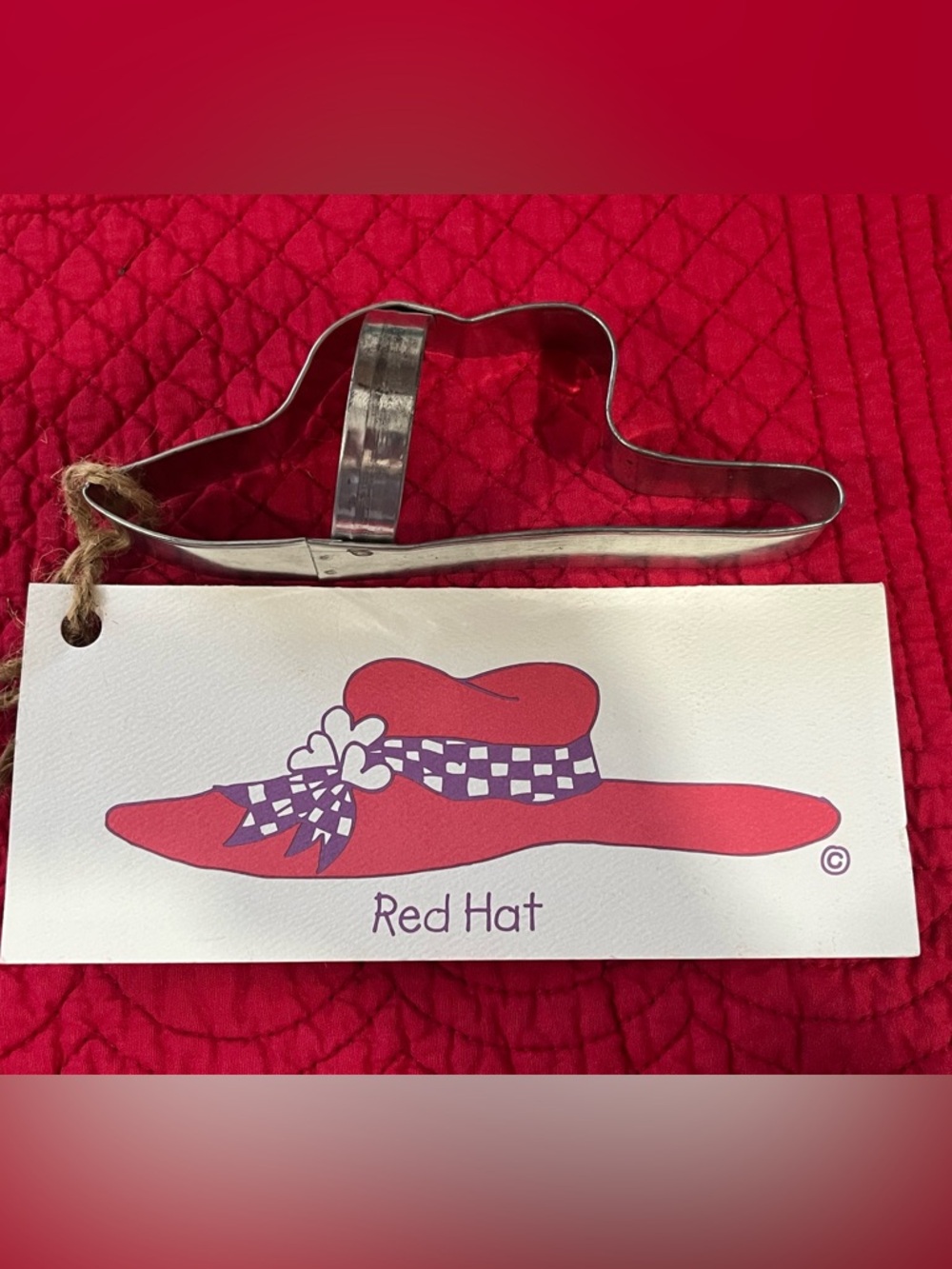 NWT-Ann Clark, Ltd. Ladies Red Hat Society Cookie Cutter Silver Metal W/ Handle